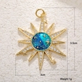 Detailed close-up of a sun-shaped opal pendant with blue-green enamel and gold rays - Sun Starburst Style (Light Gray)