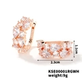 Elegant rose gold vintage earrings with white pear-cut zirconia and sizing details - Rose Gold Base White Rhinestone Style (KSE00001RGWH)