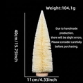 Detailed view of 40cm cream mini cedar tree with dimensions and solid wood base - No Packaging / 40CM White