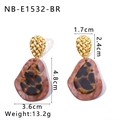 Dimensioni dettagliate degli orecchini leopardati in resina con trama metallica oro - Leopardato Marrone (NB-E1532-BR)