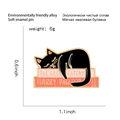 Cartoon black cat pins on books with funny puns, 1.1 inch soft enamel badge for friends - Literary Black Cat