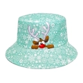 Omkeerbare vissershoed met kerst sneeuwvlok en rendier print in licht mintgroen - M (56-58cm) / Sneeuwvlok Rendier Patroon (Muntgroen/Zwart Omkeerbaar)