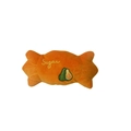Orange candy-shaped plush pet toy with Sugar text and avocado embroidery detail - Orange Candy