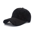 Stylish black velvet baseball cap with a classic curved brim and six-panel design - Adjustable / Black