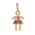 Détail du pendentif fille avec zircon rose et finition en laiton plaqué or 18 carats - Fille - Oct (Rose)