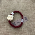 Exquisite dark red beaded bracelet with white accents and a cute sponge character charm - Spongebob Squarepants Vermilion Bracelet #sz404