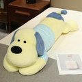 Longue peluche de chien jaune avec t-shirt à rayures bleues et blanches pour dormir - Fourrure de Lapin Jaune Clair à Rayures Bleues