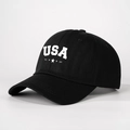 Verstelbare zwarte katoenen baseballpet met wit USA-borduurwerk en sterren - Zwart
