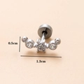 Orecchino a perno in argento con zirconi e design floreale curvo da 1,3 cm di larghezza - Argento 5# (Fiore Arco)