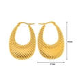 Orecchini a cerchio ovali dorati con trama a reticolo, misura 40mm per 27mm - E00103 Stile Griglia Ovale