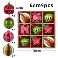 Set di 9 palline di Natale colorate da 6 cm in scatola con disegni di Babbo Natale - Rosso e Verde
