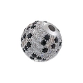 12mm round hip hop bead charm with black and white pavé cubic zirconia diamonds - White Gold Leopard