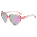 Pink and green gradient heart-shaped sunglasses with iridescent colorful lenses - Polarized Lens / Pink Green Frame Purple Mirror (Polarized)