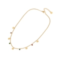 Golden stainless steel necklace featuring colorful flower and teardrop shaped pendants - 3# Flowers