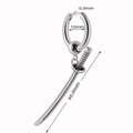 Silver stainless steel hoop earring with katana sword charm and dimension markers - Katana Sword