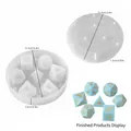 Moule en silicone pour 7 dés polyédriques pour résine DIY avec mesures détaillées - Moule à dés motif chat n° 5