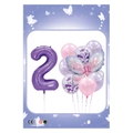 Pink and purple number 2 butterfly balloon set for 2nd birthday party decoration - Number 2 Set
