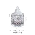 Nordic tall slim small glass candy jar with diamond relief pattern and lid - Tall Thin Style - Small