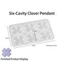 Molde de silicona para 6 colgantes de trébol de cuatro hojas con muestra violeta - 6 Cavidades Trébol de Cuatro Hojas Simple