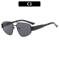 Lunettes de soleil à double pont avec monture en métal noir et verres gris foncé, C1 - Monture Noire Verres Gris