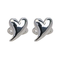 Pair of polished silver heart-shaped clip-on earrings in a minimalist fashion design - Silver Heart Style (FE2310C77W)