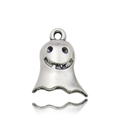 Silver ghost charm pendant for DIY jewelry, featuring a polished finish for Halloween crafts - 10880-Little Ghost