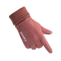 Winter cycling gloves in deep pink suede featuring ribbed cuffs and touch screen design - One Size / Pink