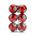 Christmas ball ornament set with red, green, and white glitter spiral patterns - Red White Green Spiral Glitter Style(CJ182)