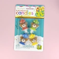Set of 4 colorful cartoon bear candles with party hats for birthday cake decoration - Bear in Colorful Skirt