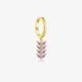 S925 sterling silver drop earring with golden leaf and purple marquise zircon - 925 Silver / Gold Base Purple Zirconia