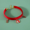 Adjustable red velvet pet collar with festive Christmas candy and gift box charms - XS (20-27cm) / 2023 Red Velvet Christmas