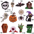 Set of 12 Halloween embroidered patches showing skull pumpkin and ghost designs for DIY - Halloween Patch Set (12 Pcs)