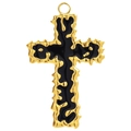 Ciondolo a croce artistico con bordo dorato, inserto nero e trama irregolare - Oro & Nero