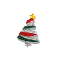 Sparkling Christmas tree brooch with red green and white rhinestones on silver metal - Spiral Christmas Tree (YNCP3842)