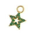 Macro detail of star-shaped pendant in gold finish with embedded green zircon stones - Gold Green Zircon Star