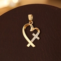 Gold-plated heart cross pendant with micro-set zircons and elegant hollow texture - Pendant Only (No Chain) / Gold Peach Heart