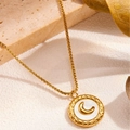 Elegant gold titanium steel necklace with a moon motif on white shell pendant - H10109 White Shell Moon Necklace Gold