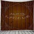Halloween tapestry with wood grain pattern, spider webs and Happy Halloween text decor - 150x130cm / WSJ29 Wood Texture Spider Web