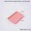 Pink miniature dollhouse serving tray with woven texture 5.2cm plastic rectangle plate - Pink