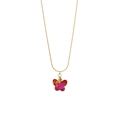 Collana dorata con ciondolo a farfalla in cristallo sfumato rosa e arancione su bianco - 3# Collana a Farfalla