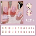 Sweet floral press-on nails with lavender and cream patterns in model A3219 set - Purple Floral Style (A3219)