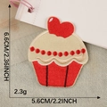 Cartoon cupcake embroidery patch with red heart, measures 6.6cm x 5.6cm for DIY decor - Red Base Heart Cake (Self-adhesive)