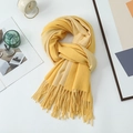 Yellow cashmere feel scarf with soft fringes displayed with vintage decor accessories - 200*68CM / Bright Yellow