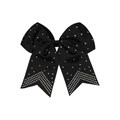 Élastique à cheveux avec nœud en gros-grain noir et motif en V de strass étincelants - Noir