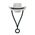 Witte cowboyhoed rietje dop met zwarte band voor herbruikbare rietjes van 6-10mm - 1 Stuk / Lanyard Cowboyhoed Wit