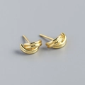 Minimalist S925 silver stud earrings with triple-layered gold arcs and mirror finish - 925 Silver / Gold (With Rubber Stoppers)