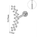 Clou d'oreille en acier inoxydable argenté avec zircones blanches incurvées - Style Zirconia en Rangée Exquis (#12)
