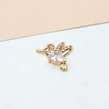 Detailed view of hummingbird pendant with gold plating and teardrop cubic zirconia - Bird (LF2116) / Bird White