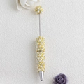 Penna a sfera gialla creativa decorata con perle bianche e strass sul fusto della penna - Giallo Perla