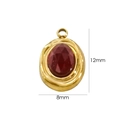 Detail van 14K vergulde hanger met rode gefacetteerde steen en afmetingen van 8x12mm - Rode agaat